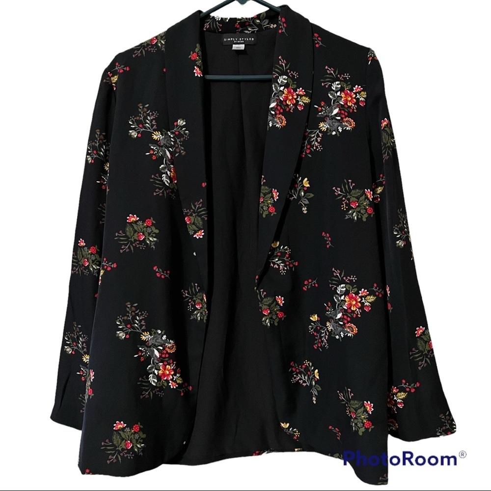Simply Stated medium women's blazer black floral print